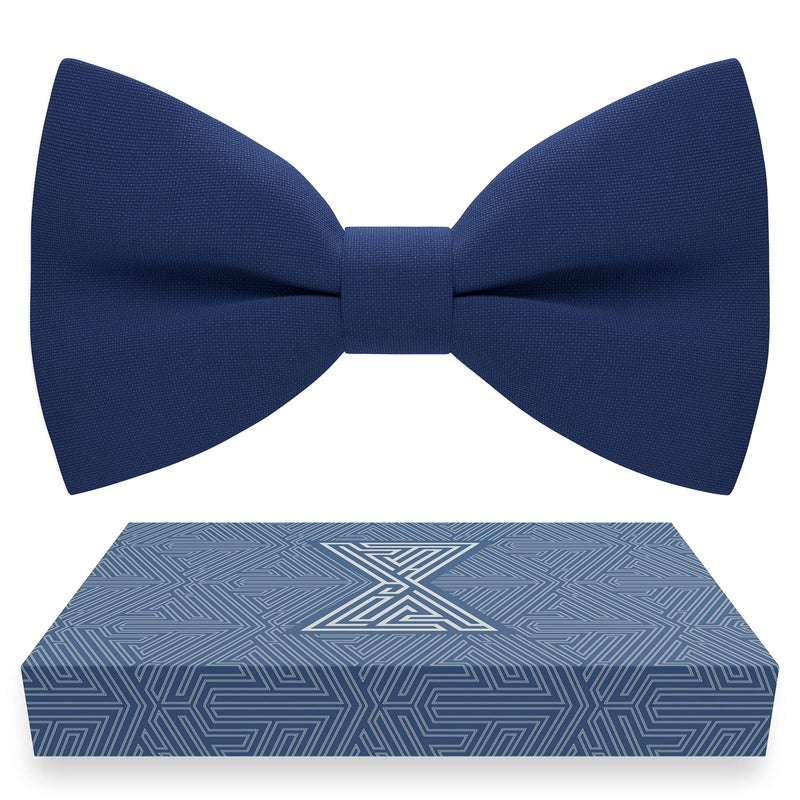 Bow Tie House Boys Classic Pre-Tied Bow Tie Formal Solid Tuxedo (Medium, Denim) - Image 1